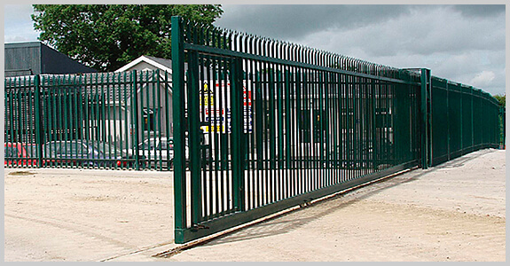 rolling gate black iron bar fence